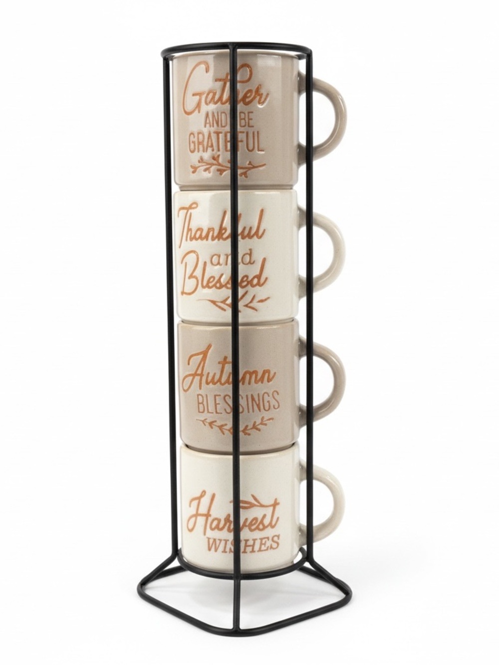 Robert Stanley Stacked Ceramic Espresso Mug Set with Autumn Sentiments
